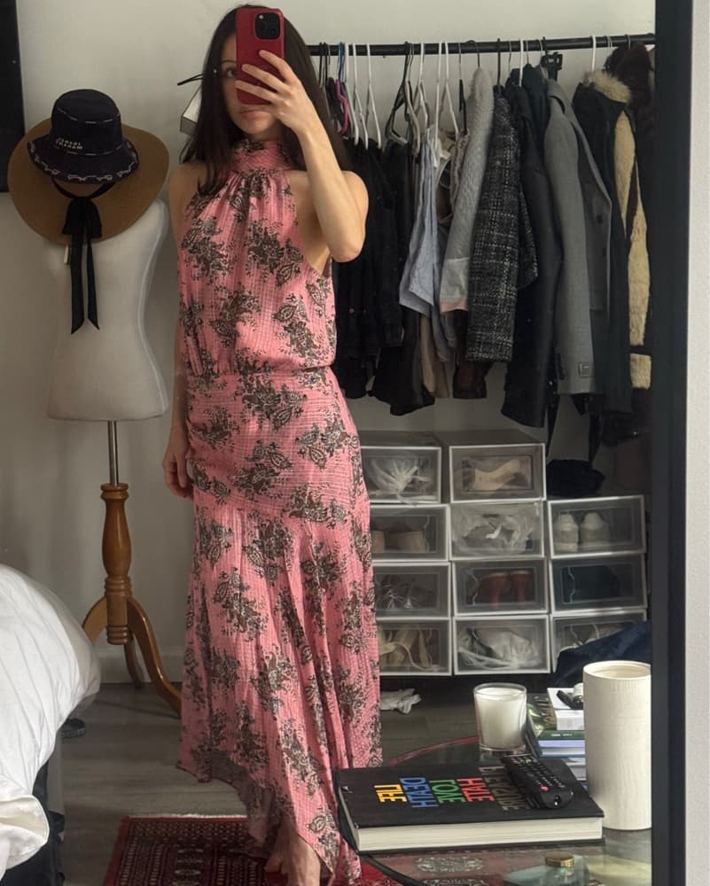 Veronica Beard Draped Silk Halter Dress - Image 3