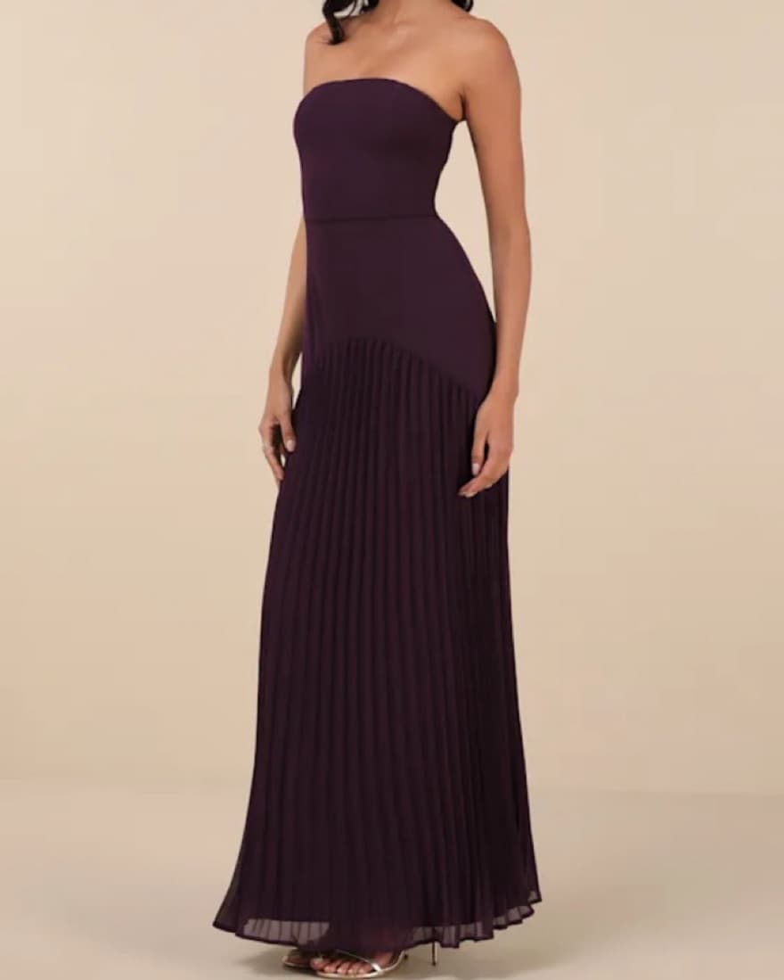 Lulus Dark Purple Pleated Maxi Dress - Image 3