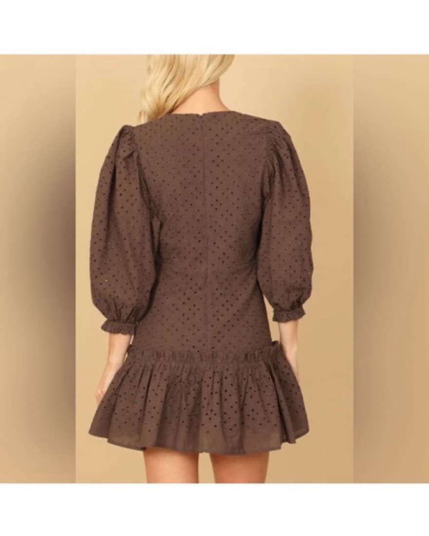 Olivaceous Brown Eyelet Dress  - Image 2