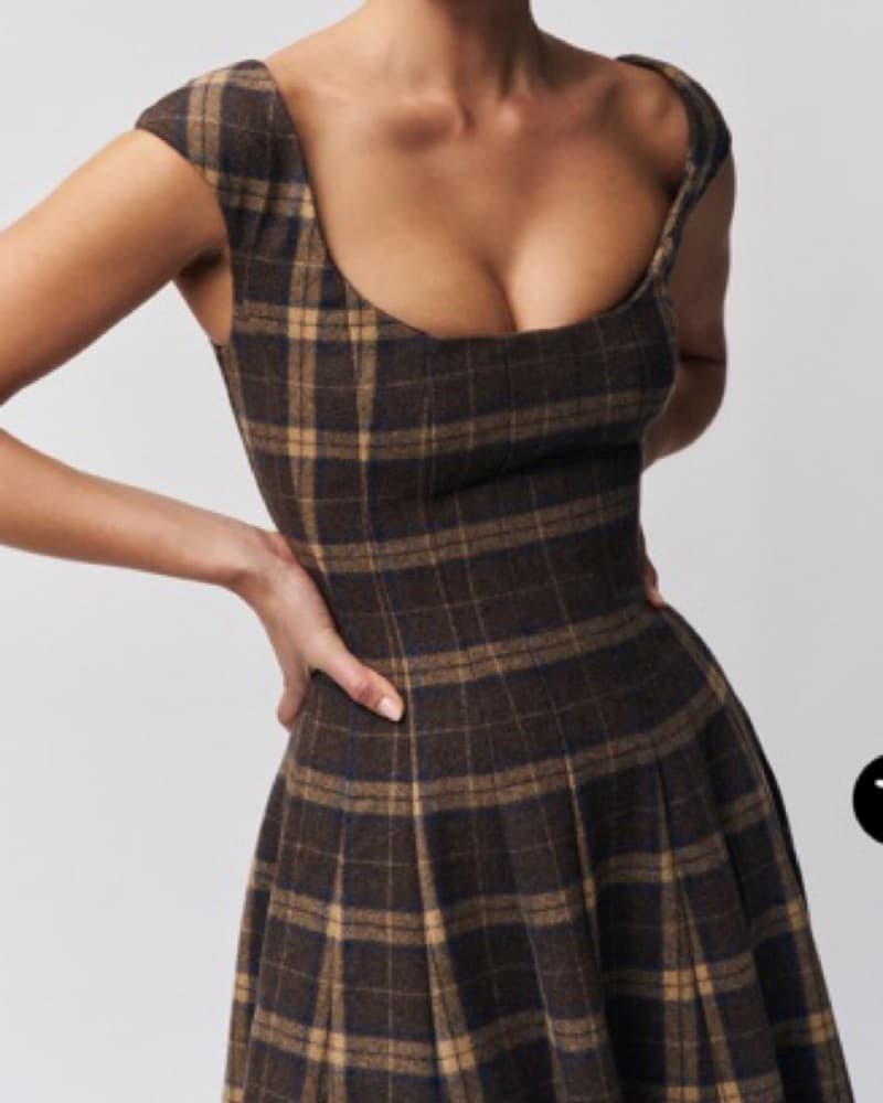 Guizio Plain Sold Out Brown Midi Dress  - Image 3
