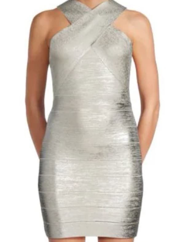 Herve Leger Metallic Bandage Mini Dress - Image 1