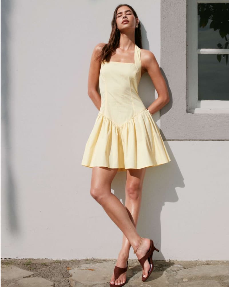 Halter Mini Dress With Drop Waist - Image 1