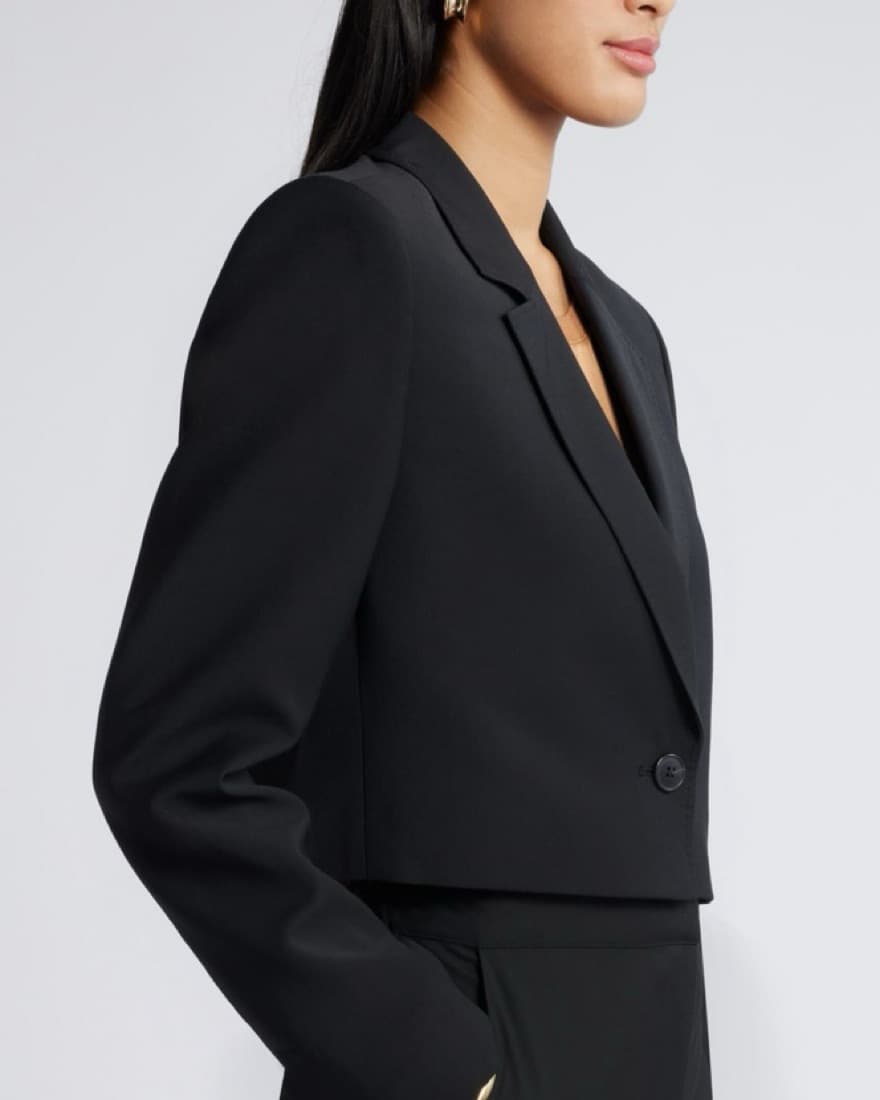 Nordstrom Black Crop Wool Blend Blazer - Image 5