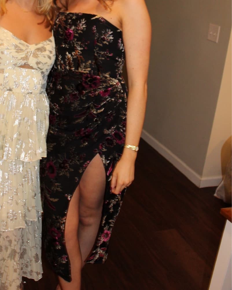 Strapless Velvet Floral Dress - Image 3