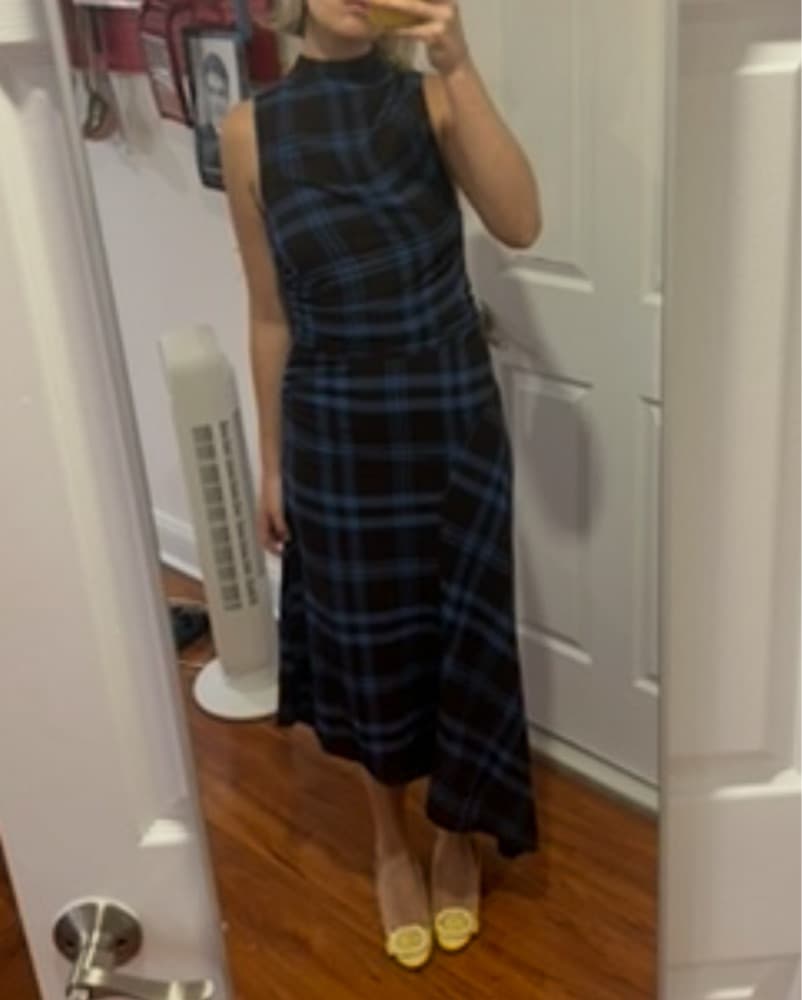 ALC Plaid Ruched Dress - Image 4