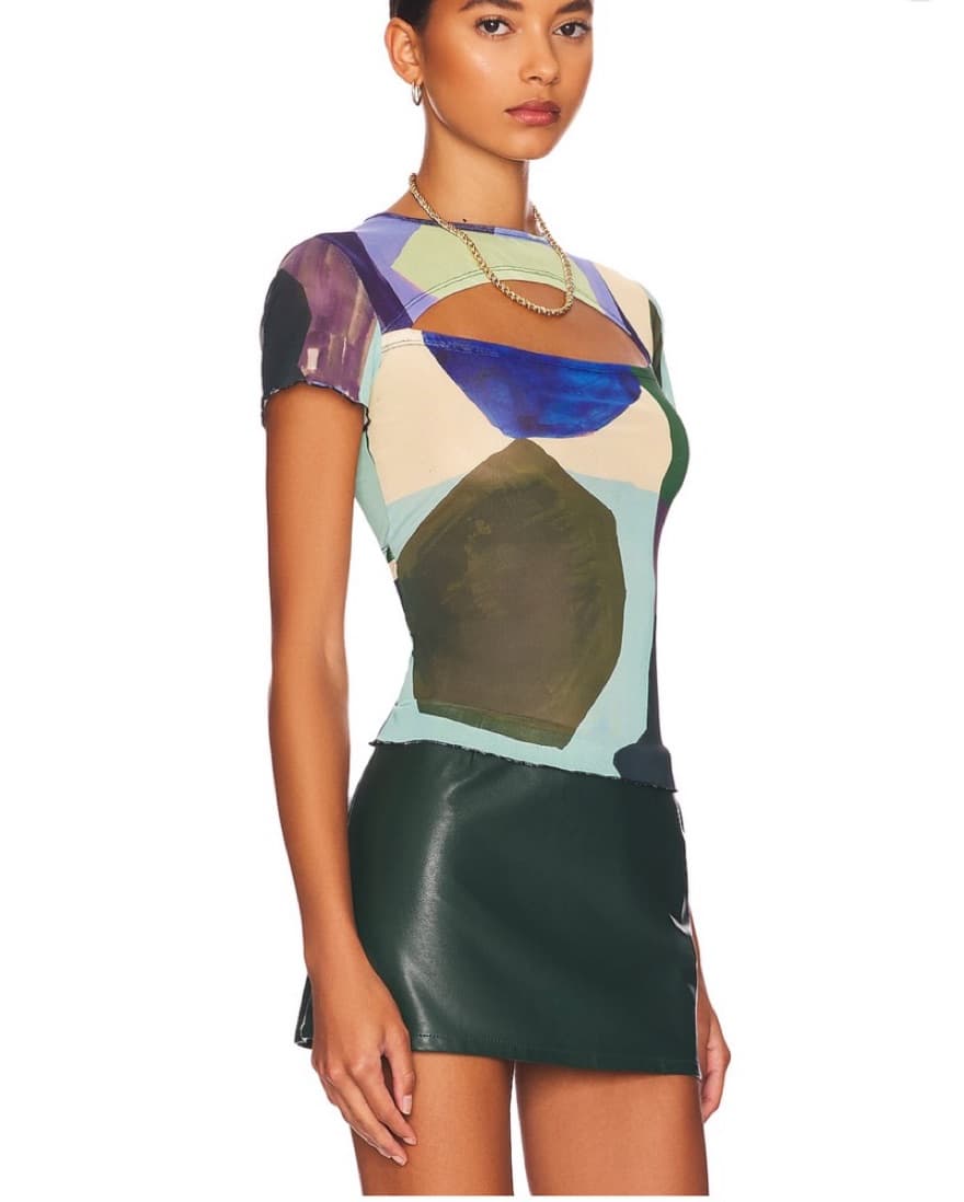Miaou Lace Back Astract Tee - Image 1