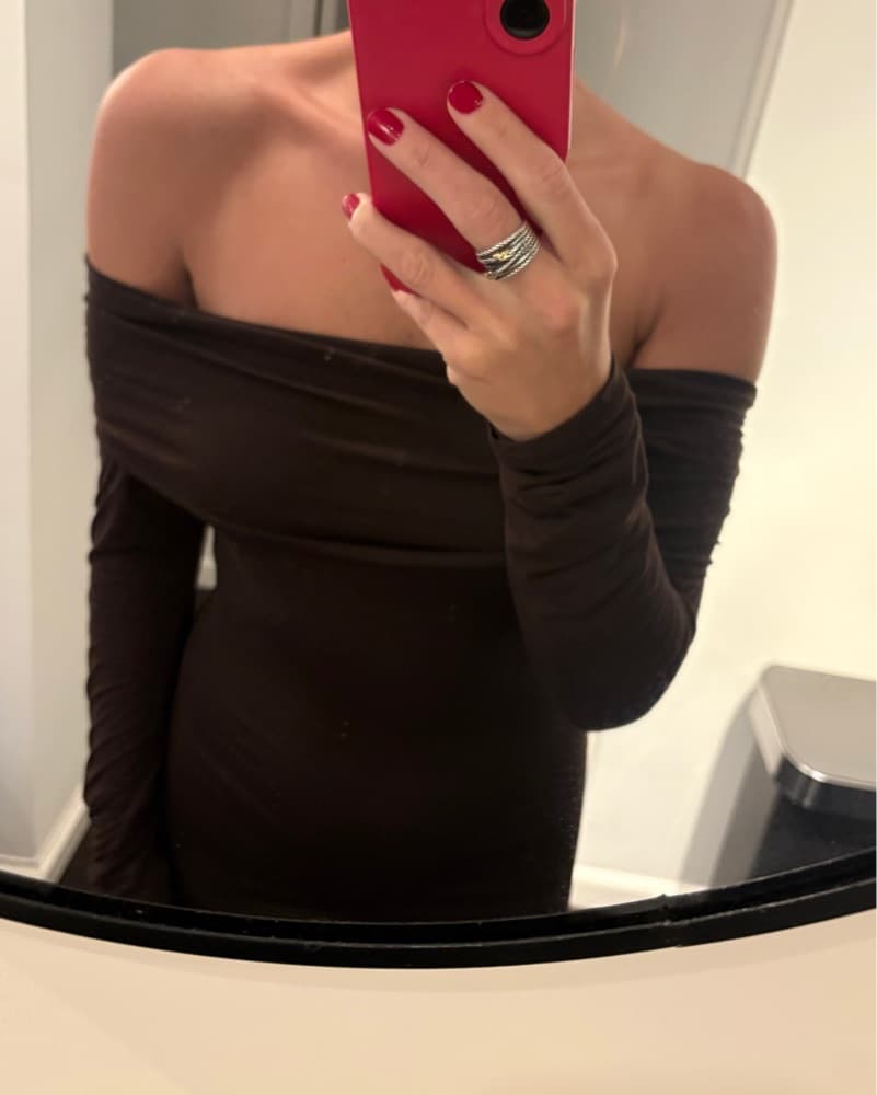 Off The Shoulder Brown Dress - Image 3