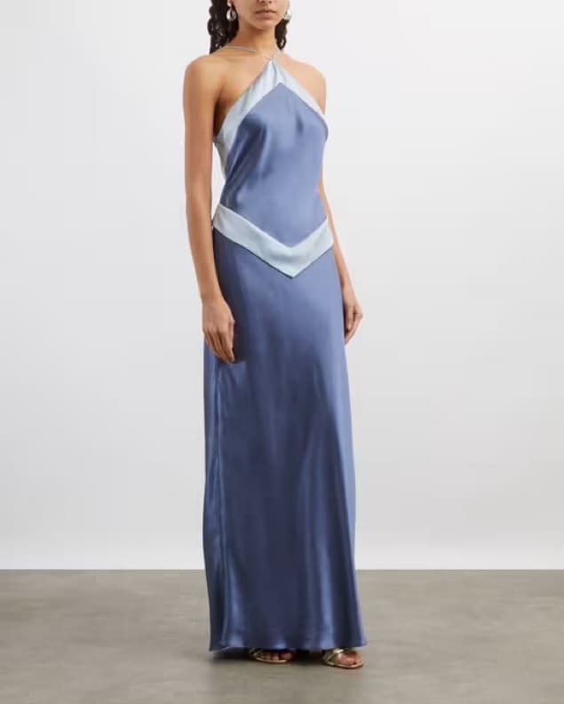 Reformation Jillian satin blue dress - Image 2