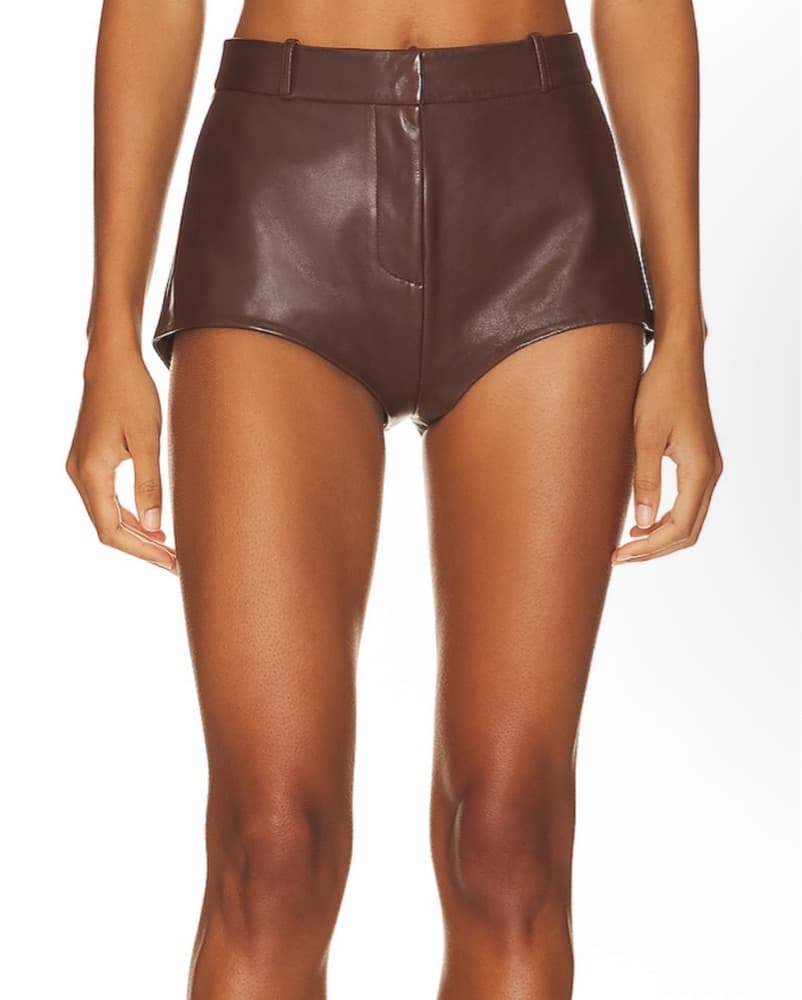 Leather Short In Choclate Brown  - Image 1
