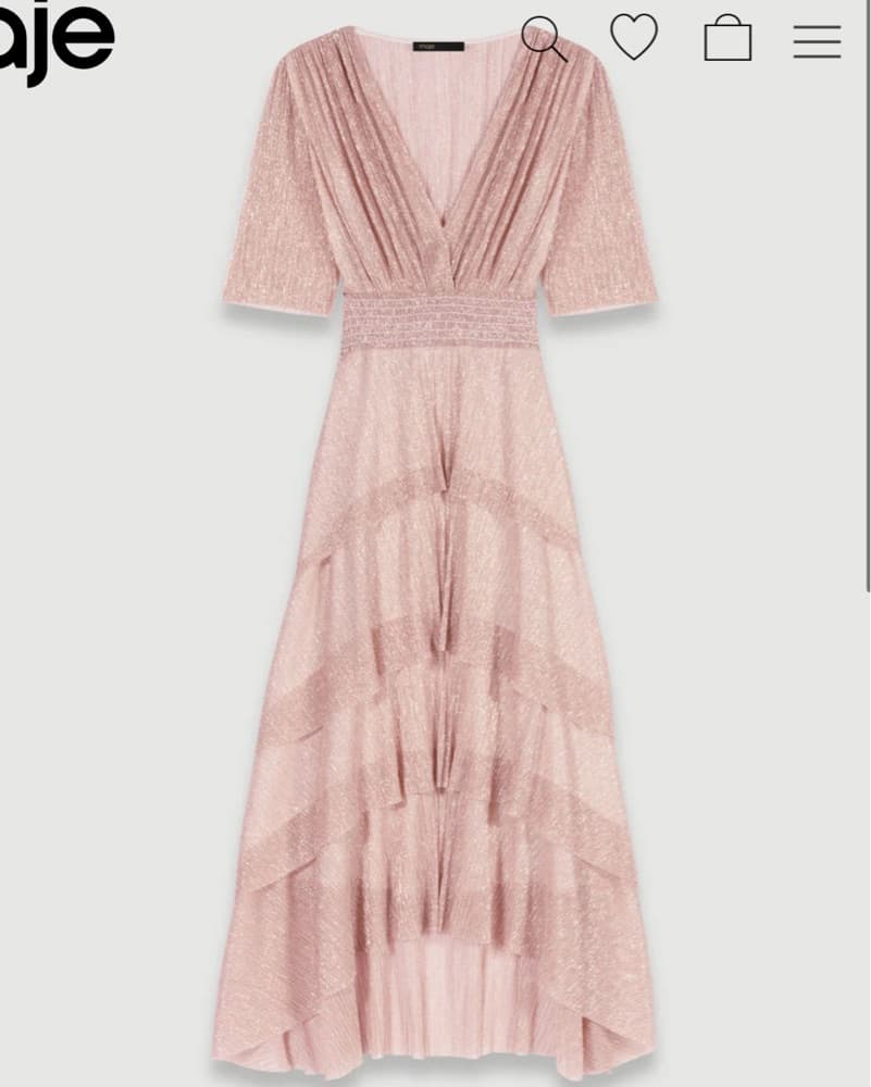 Maje Pink Shimmer Midi Dress - Image 4
