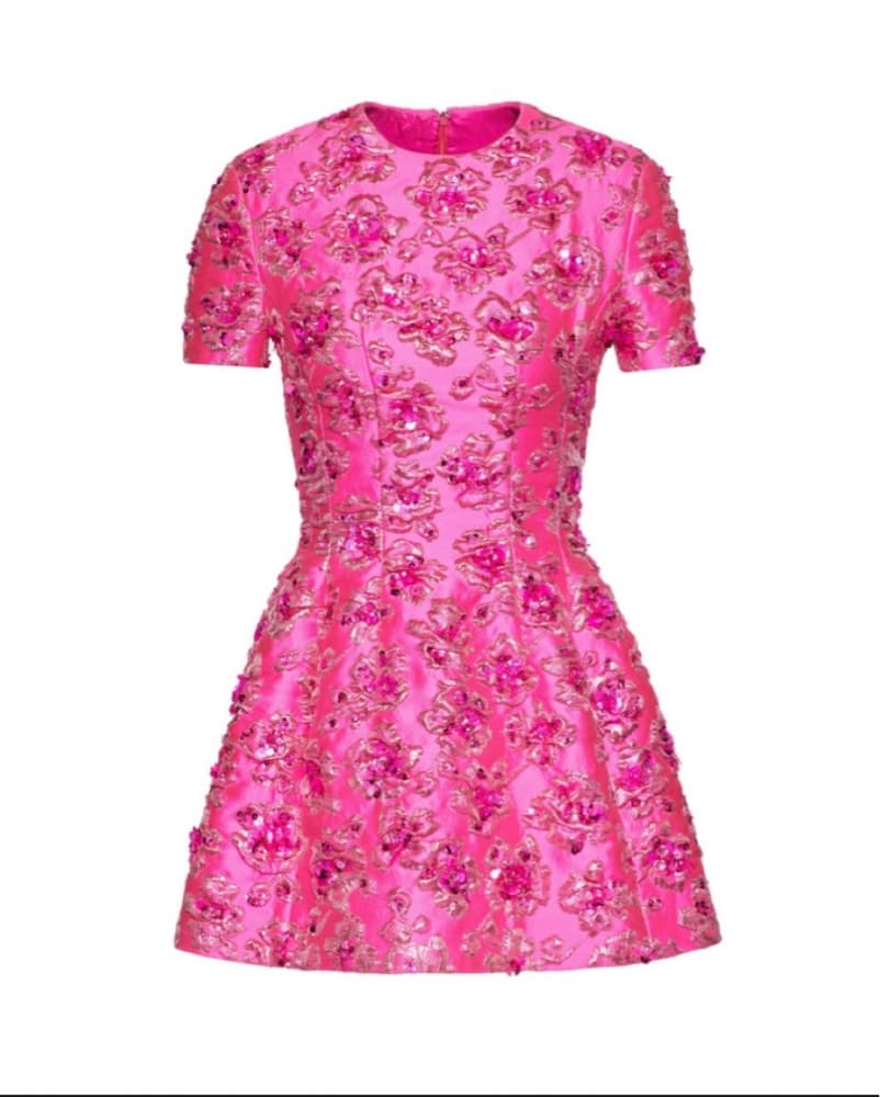 Valentino Embroidered Satin Dress - Image 1