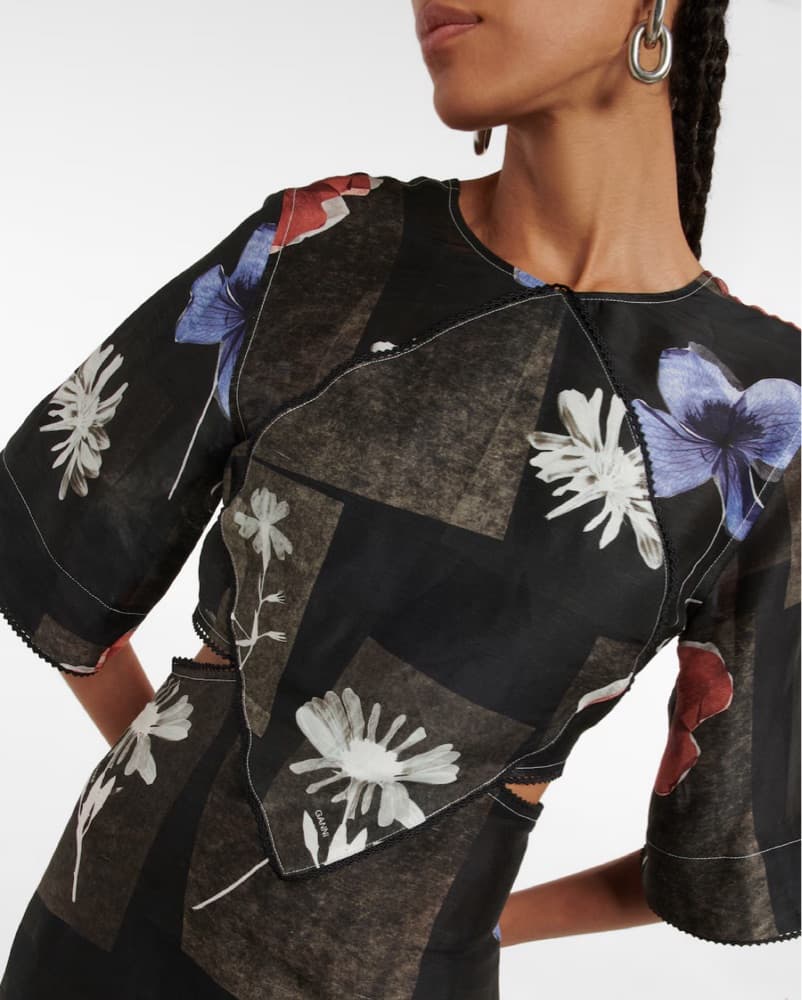 GANNI Floral Print Linen/Silk Midi  - Image 2