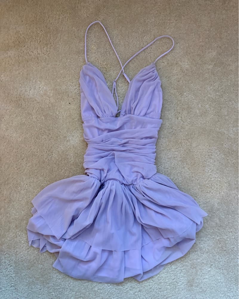Purple Tiered Hoco Dress - Image 2