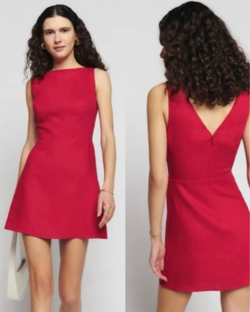 Red Reformation Linen Mini Dress  - Image 1