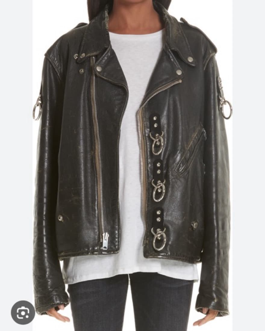 R13 Ring Detail Refurbished Leather Moto - Image 1