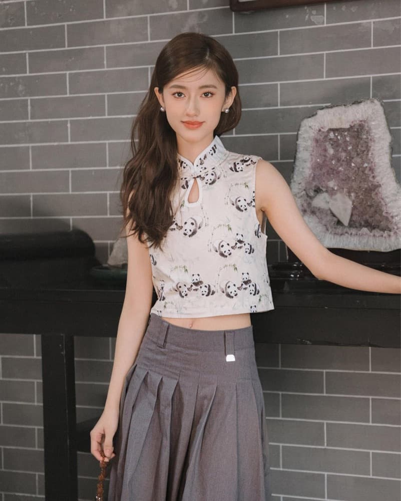 Panda Print Qipao Top - Image 1