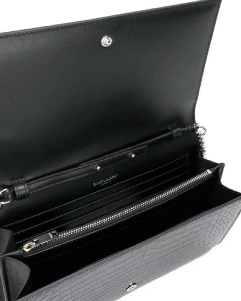 YSL Croc Embossed Wallet On Chain - Image 2