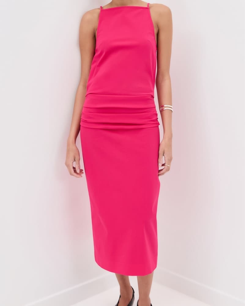 Proenza Fuschia Midi Drop Waist Dress - Image 3