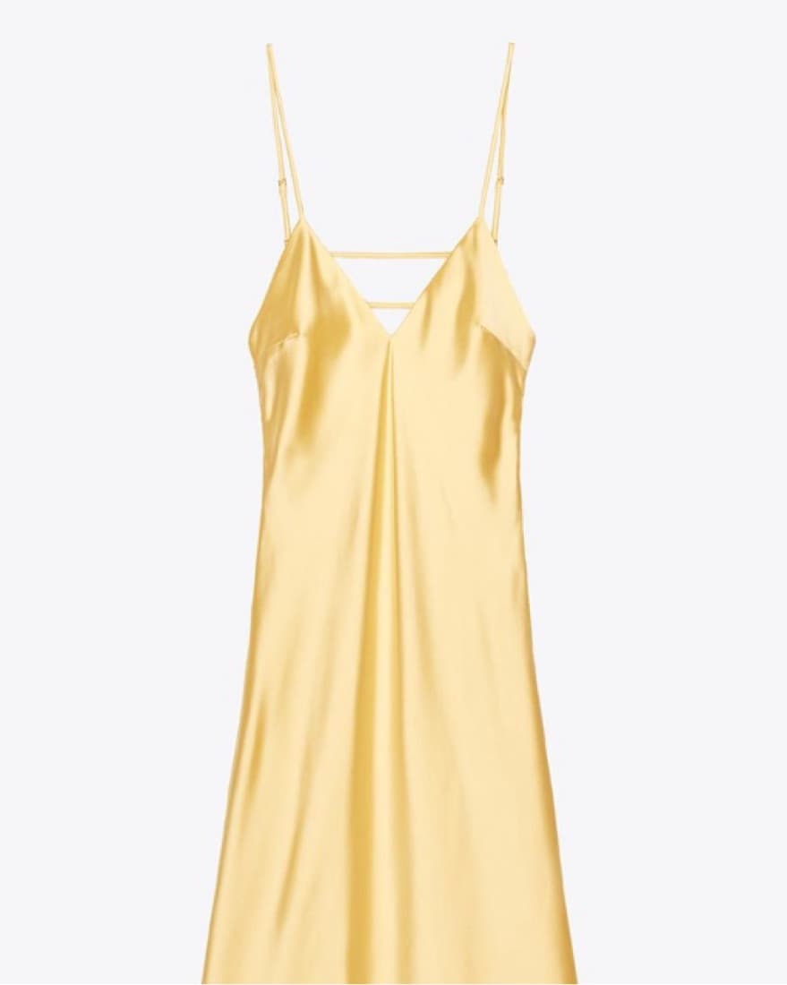 Zara Yellow Satin Midi Dress - Image 4