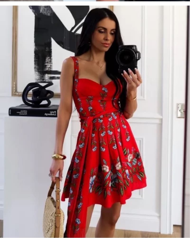 Farm Rio Red Floral Dress - Image 2
