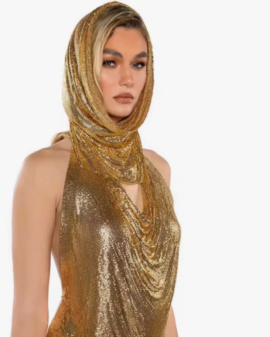 Gold Metal Hooded Top - Image 1