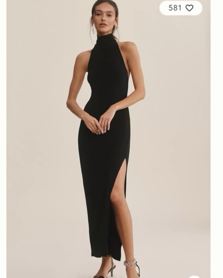 Norma Kamali Halter Turtleneck Slit Misi - Image 1