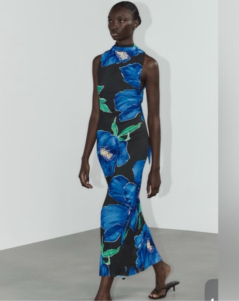 Vibrant Floral Sleeveless Midi Dress - Image 1