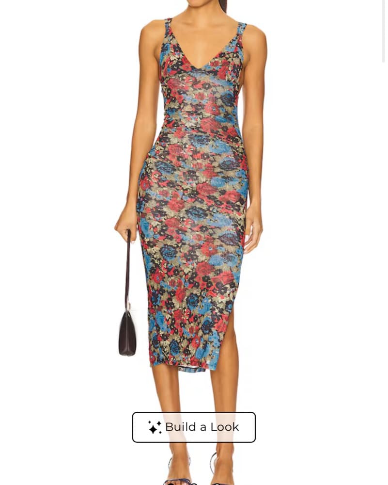 Vibrant Floral Bodycon Midi Dress - Image 1