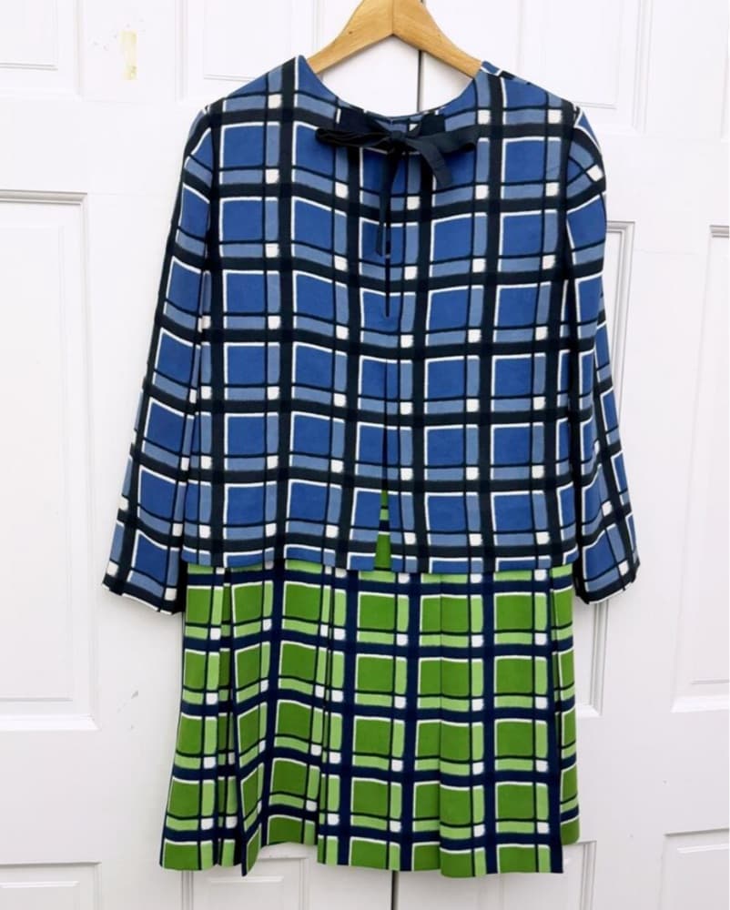 Marc Jacobs Plaid Green Blue Mini Dress - Image 6