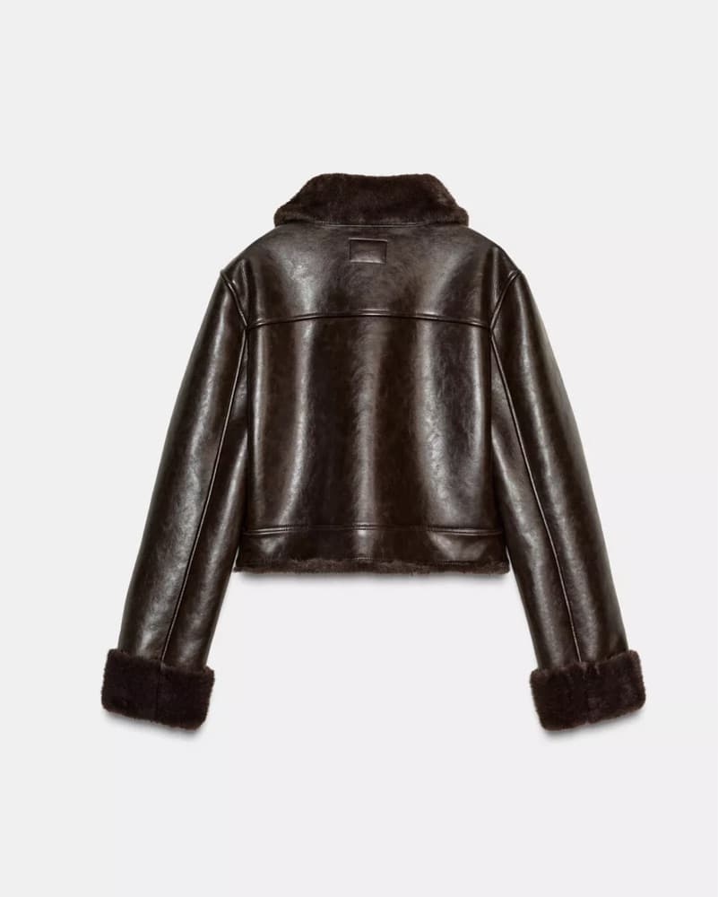 Zara Double Faced Brown Faux Fur Jacket - Image 2