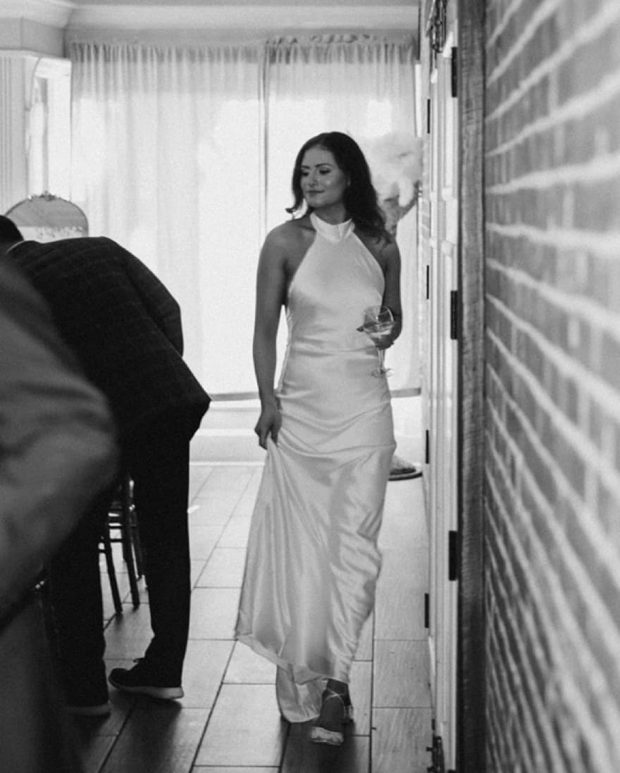 Simple Halter Top Satin Gown - Image 3