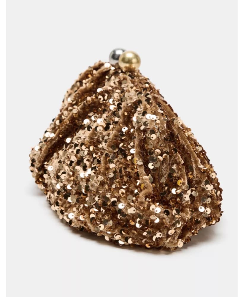 Zara Gold Sequin Clutch - Image 2