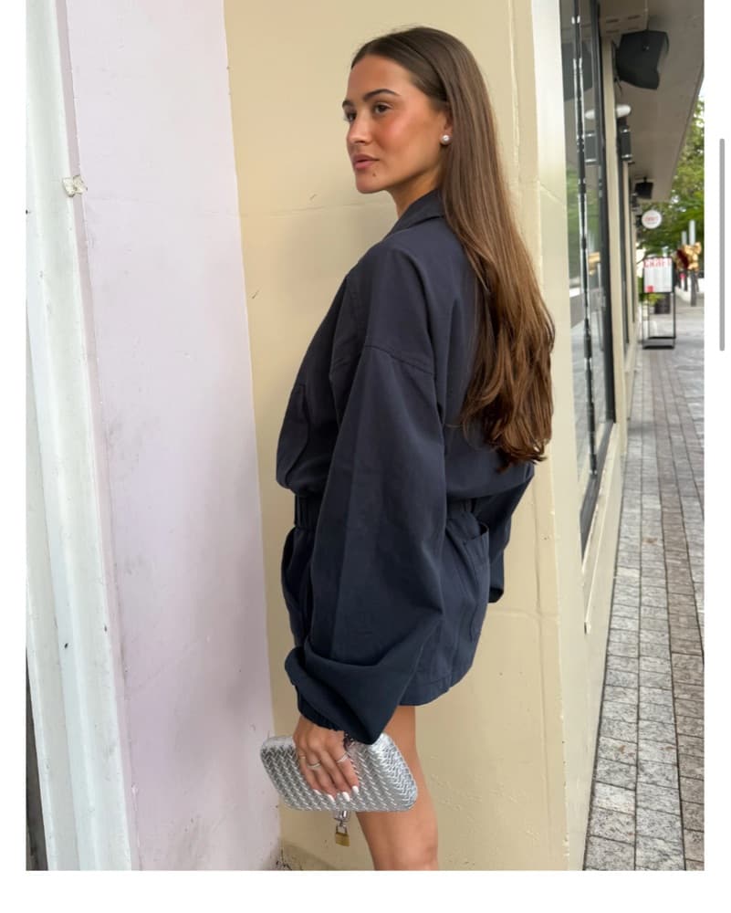 Denim Blue Skirt And Jacekt Set  - Image 2