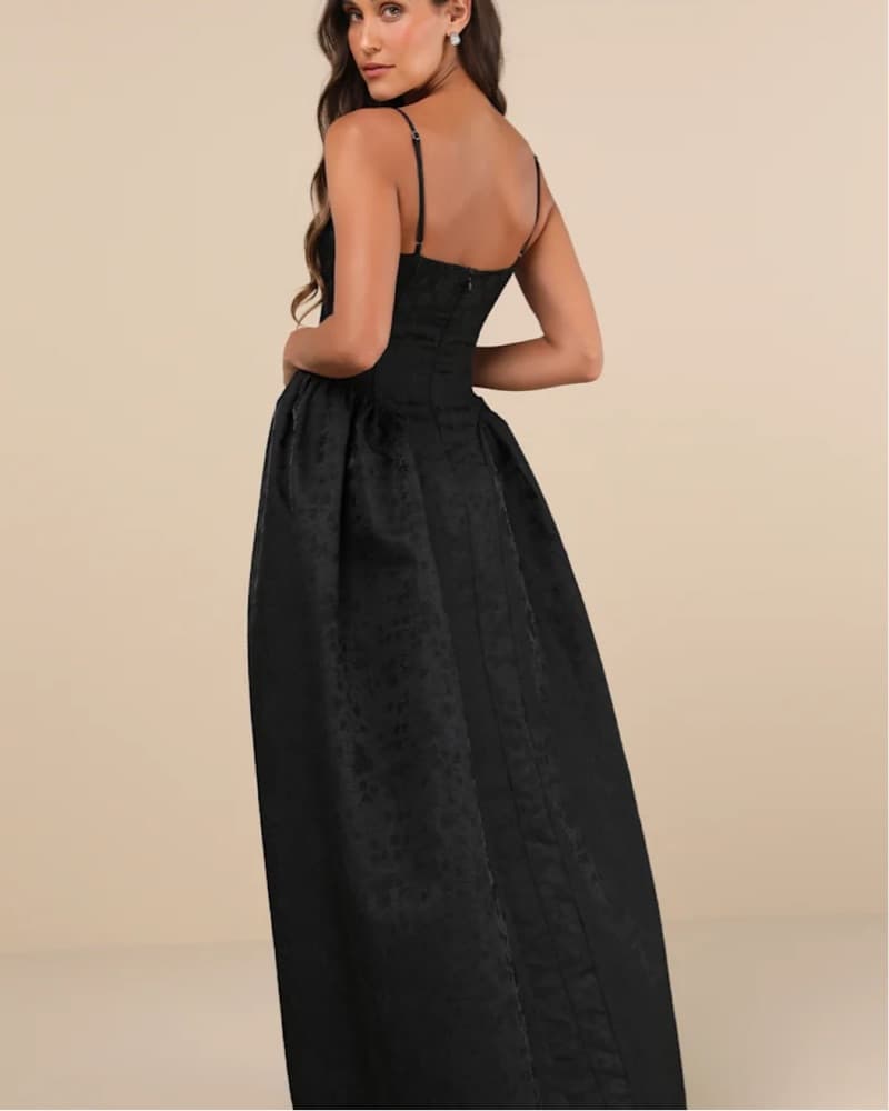 Lulu’s Black Jacquard Floor Length Gown - Image 3