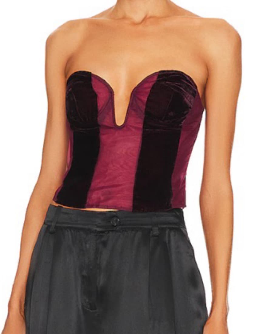 Burgendy Velvet Bustier - Image 2