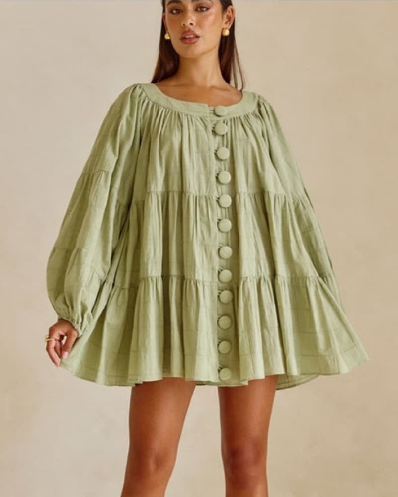 Sabo Skirt Green Mini Button Dress - Image 1