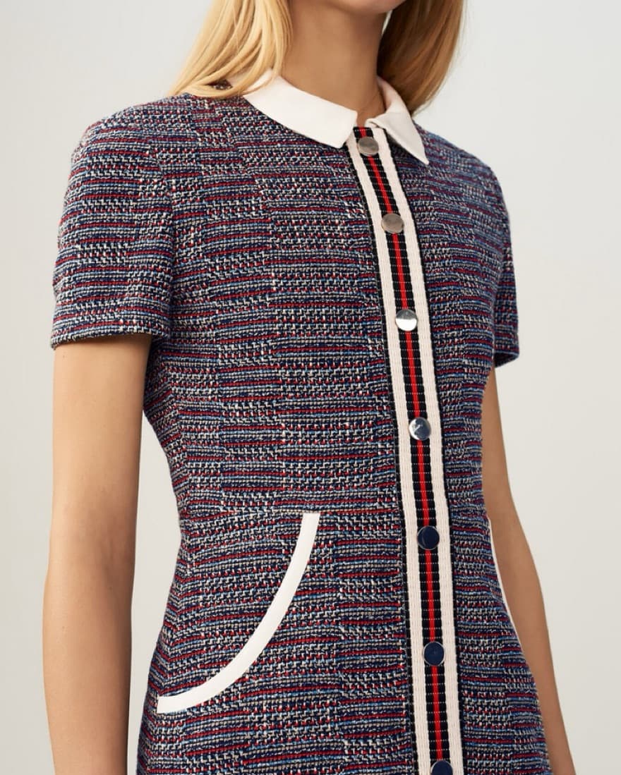 Maje Tweed Collared Work Dress - Image 1