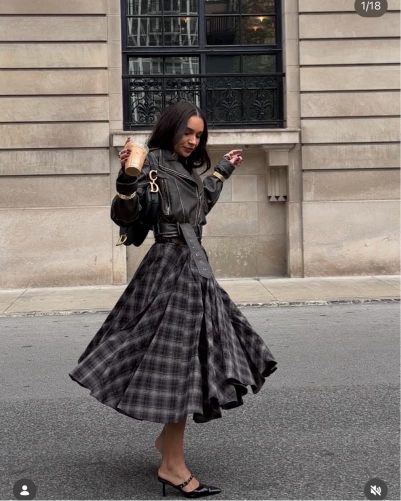 Plaid Midi Skirt - Image 2
