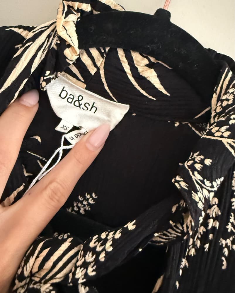 BA&SH Black Necktie Mini Dress - Image 3