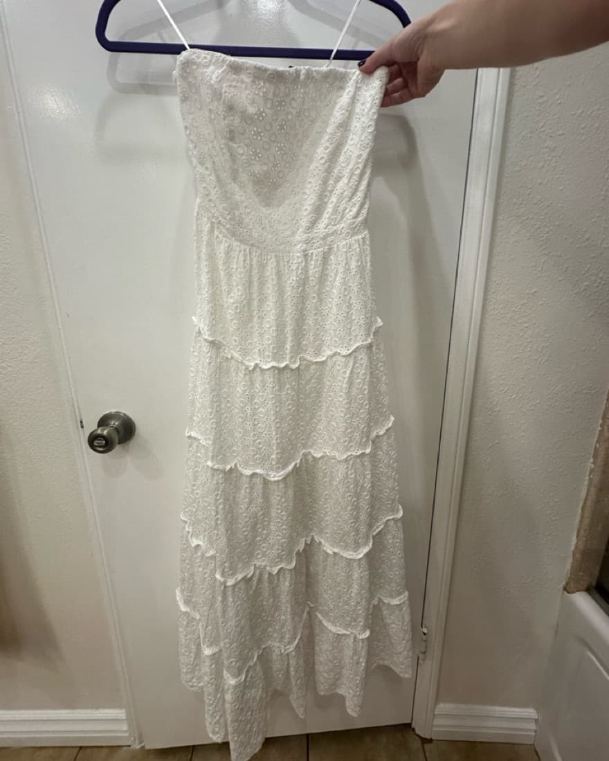 White Strapless Maxi Dress - Image 3