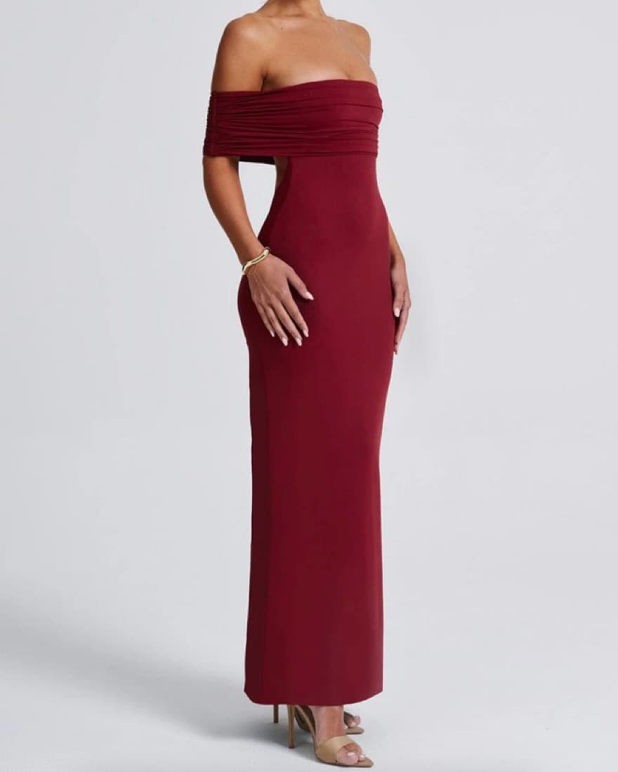 Burgundy Backless Dress - Image 3
