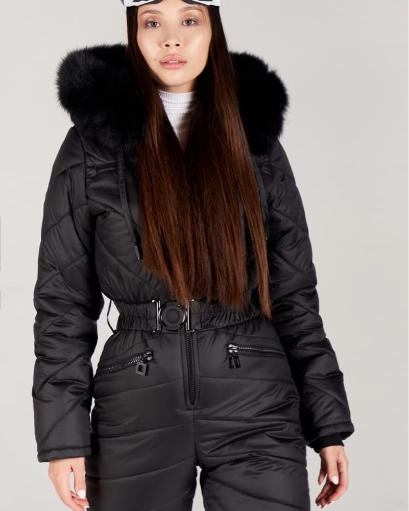 Sleek Winter Snowsuit with Faux Fur Trim - Image 3