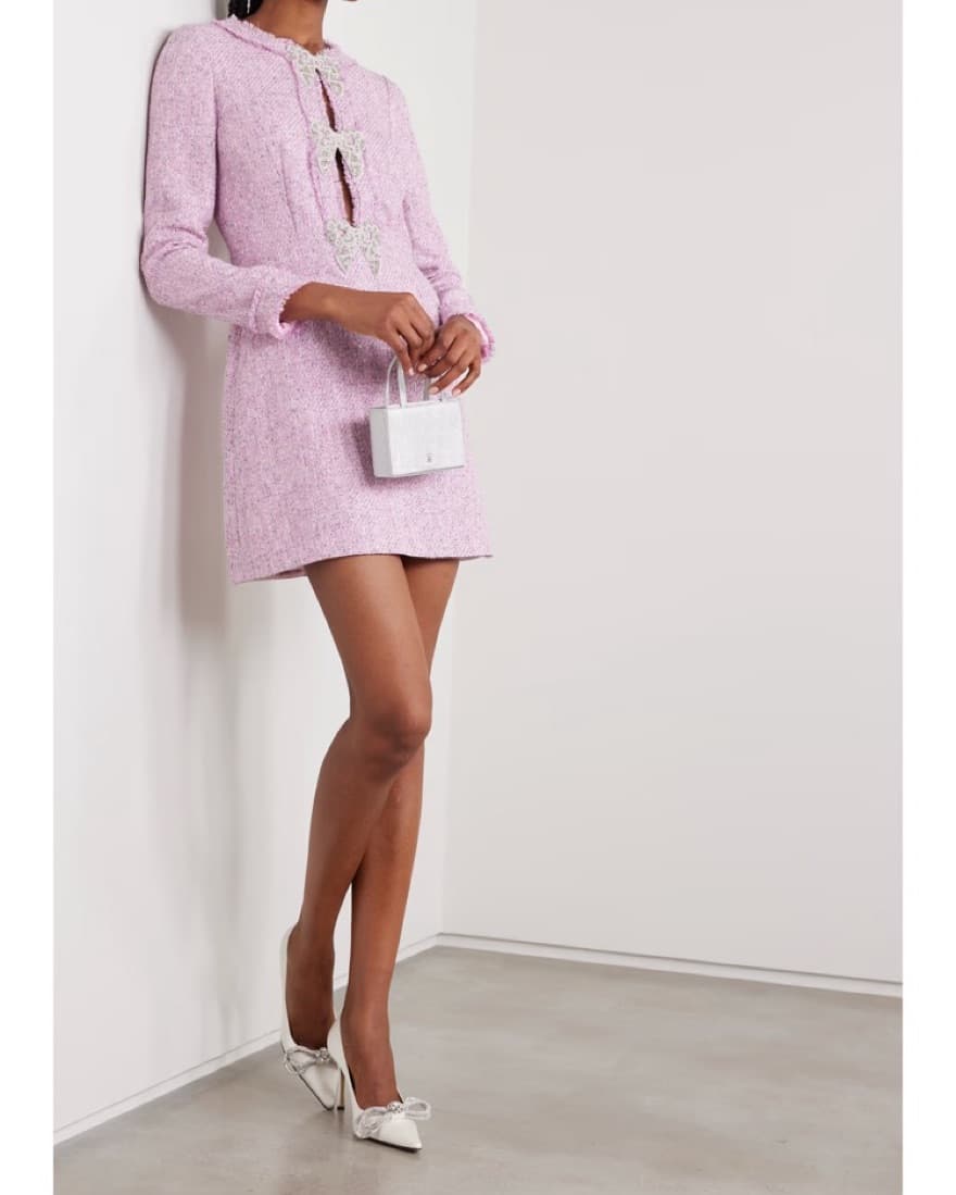 Saloni Pink Tweed Dress - Image 1