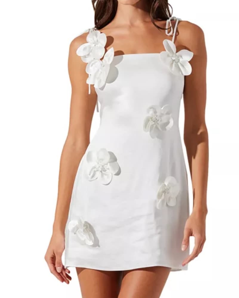 Elegant Floral White Mini Dress - Image 1