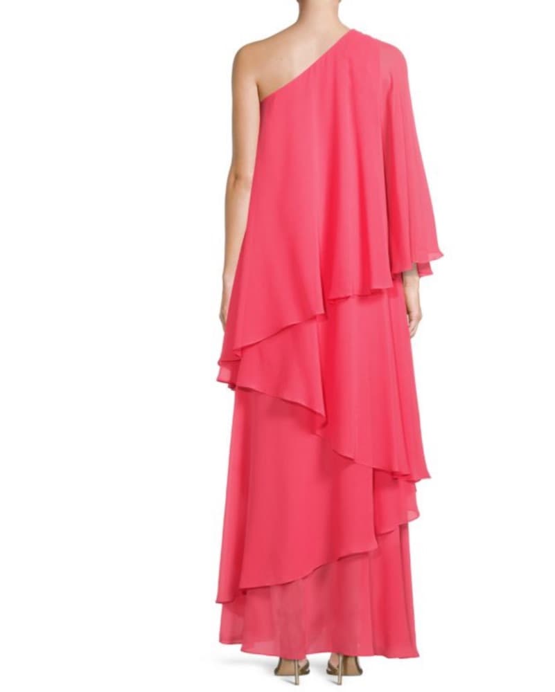 St. John Pink Silk One Shoulder Gown - Image 2