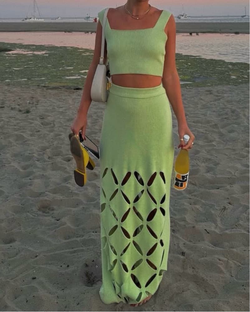 Yllw Adina Green Knit Skirt Set - Image 4