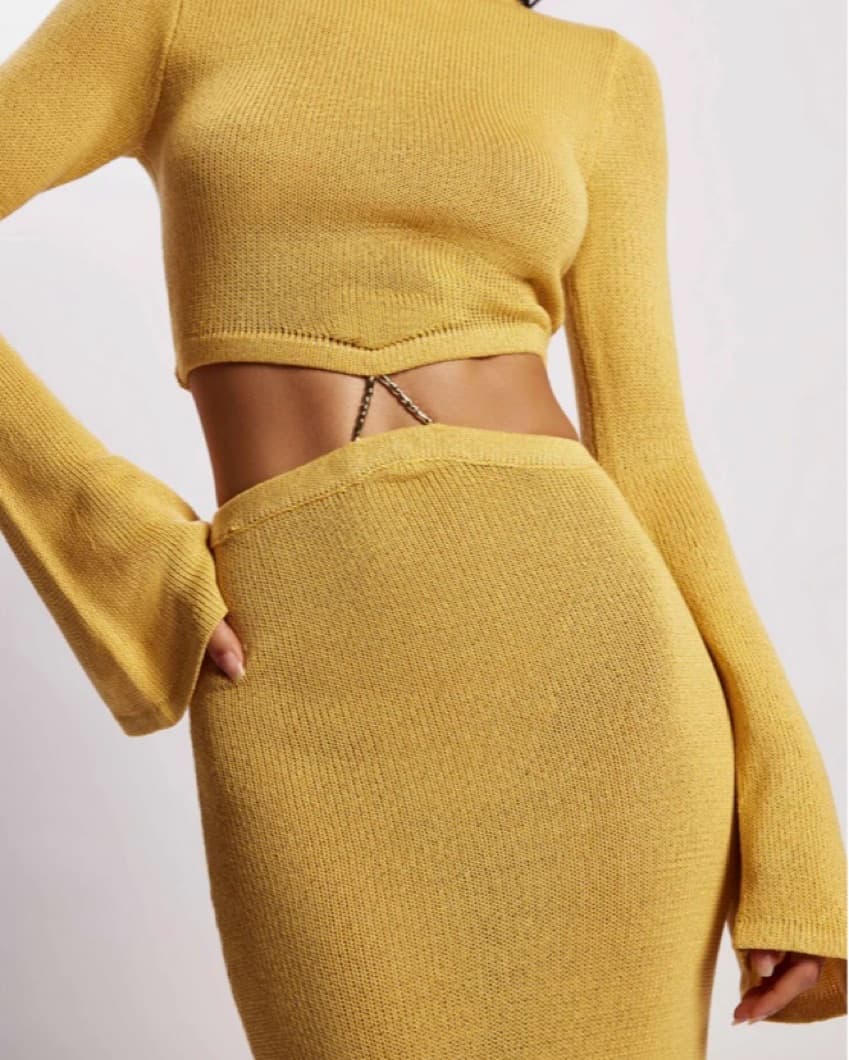 Meshki Knit Yellow Dress - Image 2