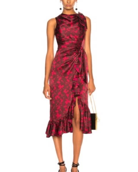 Cinq A Sept Red Floral Midi Dress - Image 1