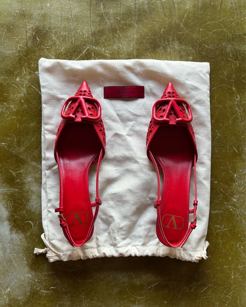 Maison Valentino Embroidered Kitten Heel - Image 1