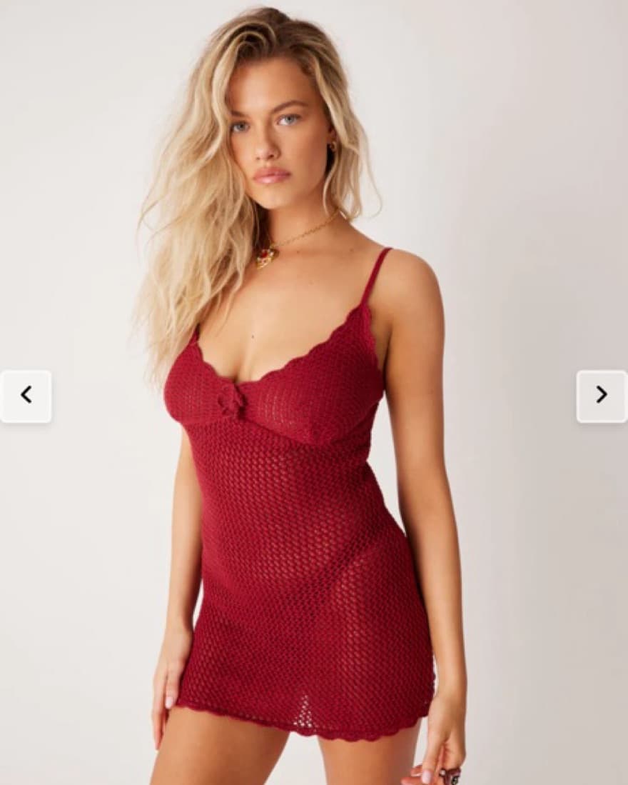 COLETTE CROCHET MINI DRESS IN RUBY RED - Image 5